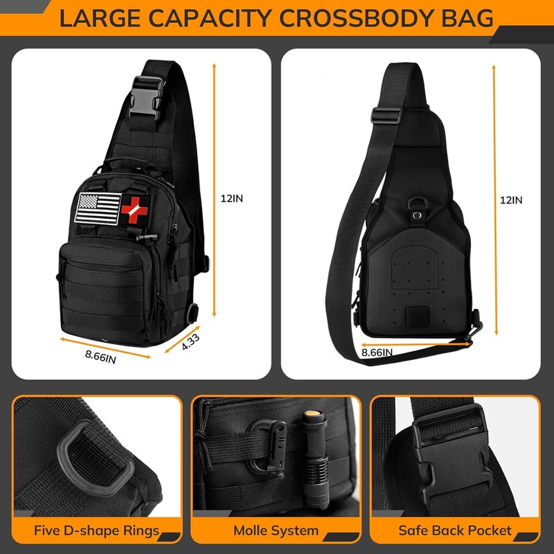 KNVBIN Survival Kit, 250pcs Survival Tools Tactical Gear and Trauma Bag, Survival First Aid Kit with Molle Crossbody Bag & Emergency Tent for Earthquake, Bug Out, Outdoor Adventure, Gifts for Christmas Men - Image 2